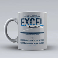 Thumbnail for Cessna Citation Excel design on light gray ceramic mug, double-side print