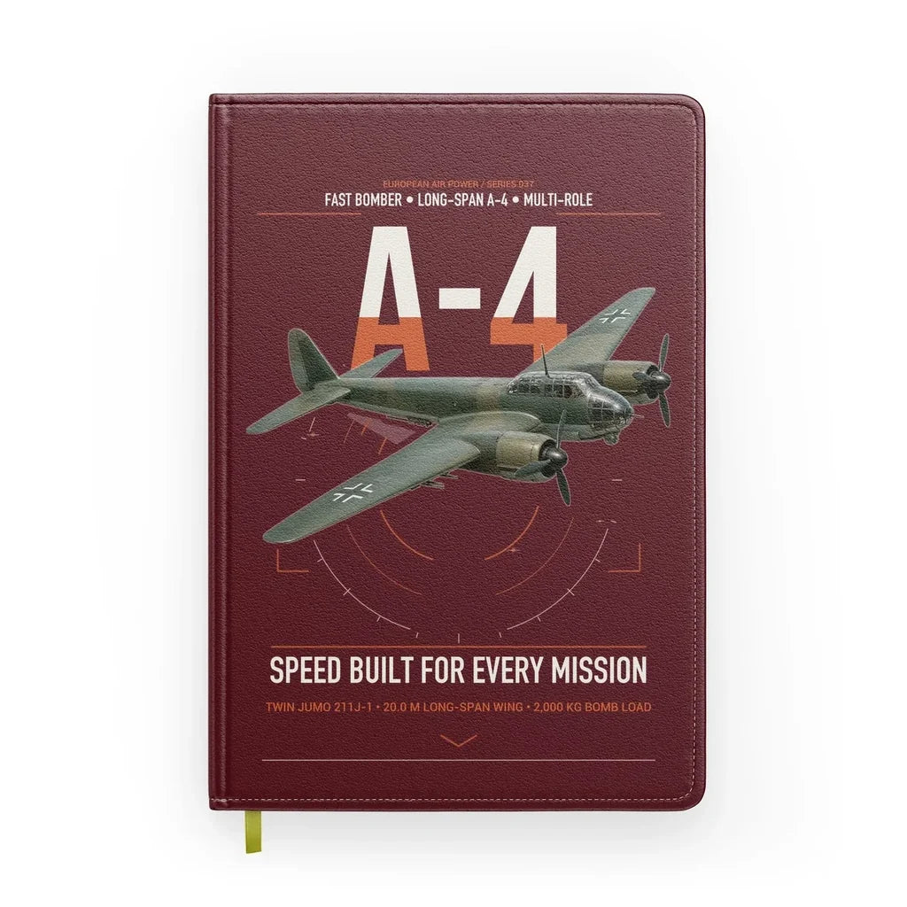 Junkers Ju 88A-4 design on dark red notebook