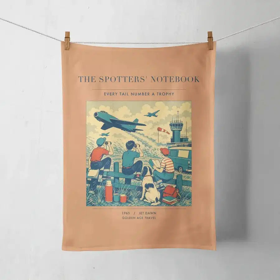 VINTAGE G4384 - The Spotters' Notebook - Designed Towels design on orange
