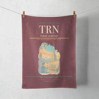 Thumbnail for Turin Airport (TRN) design on dark red towel