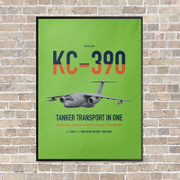 Thumbnail for Embraer KC-390 Millennium vertical canvas print - framed - light green background
