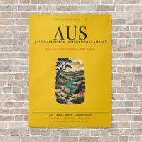 Thumbnail for Austin-Bergstrom International Airport AUS vertical canvas print - no frame - yellow background