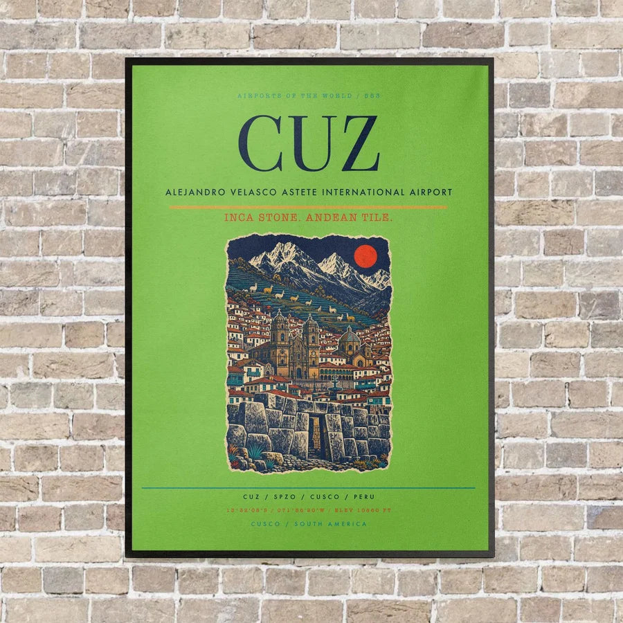 Alejandro Velasco Astete International Airport CUZ - Canvas Framed - Light Green