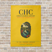 Thumbnail for Christchurch Airport CHC vertical canvas print - no frame - yellow background