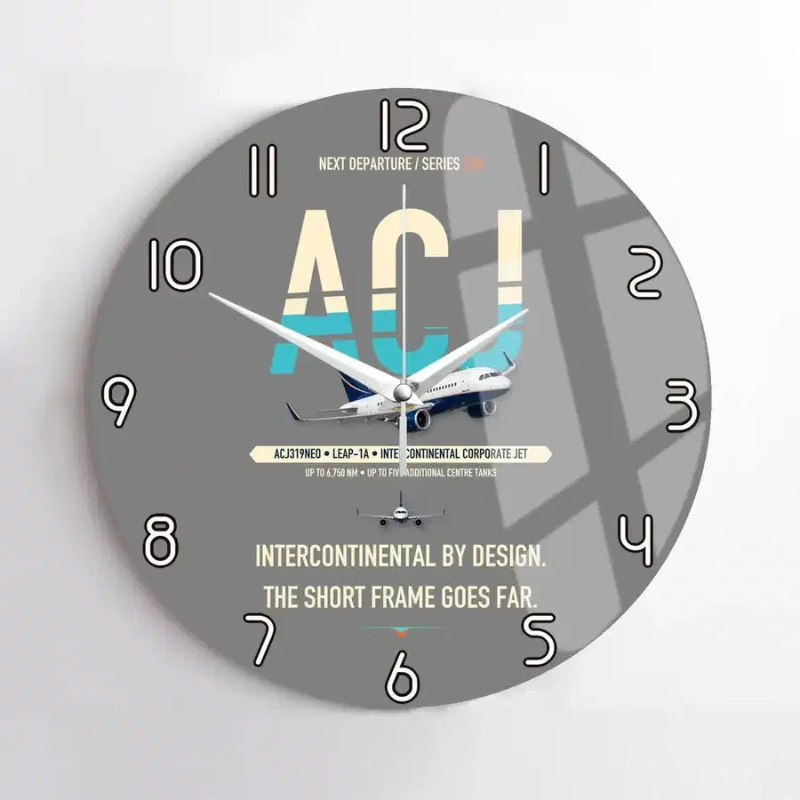 Airbus ACJ319neo design on gray no frame wall clock