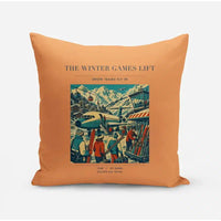 Thumbnail for VINTAGE G4130 - The Winter Games Lift - Designed Pillows design on orange