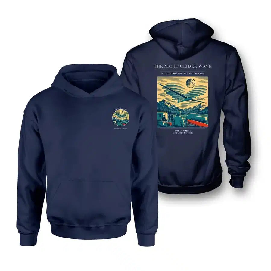 VINTAGE G4473 - The Night Glider Wave - Double-Side Hoodie design on navyblue double side