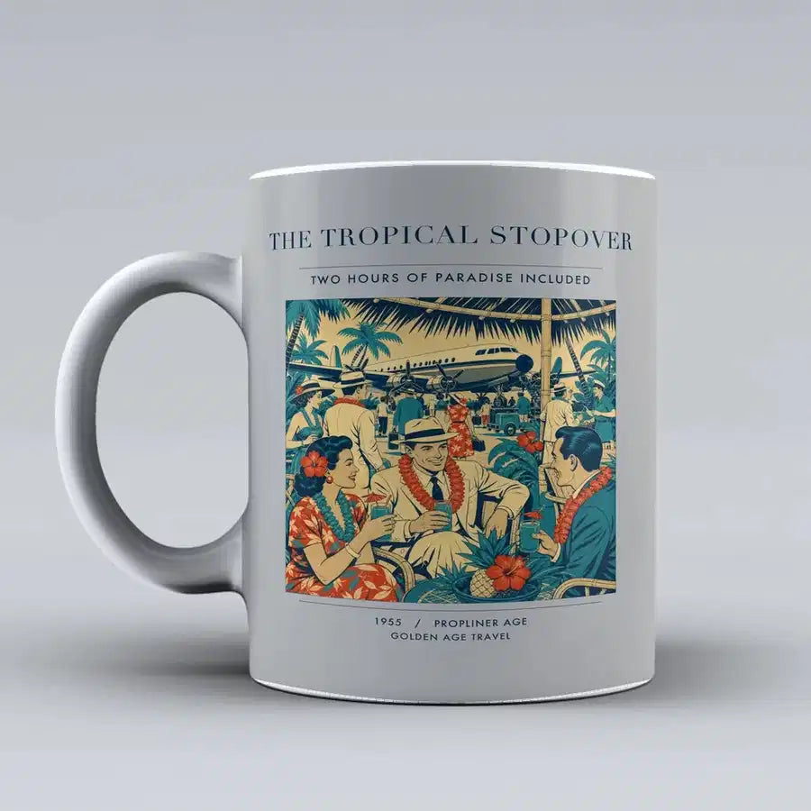 VINTAGE G4225 - The Tropical Stopover - Ceramic Mug design on lightgray