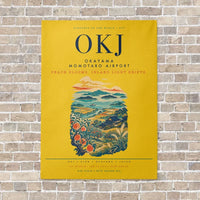 Thumbnail for Okayama Momotaro Airport OKJ vertical canvas print - no frame - yellow background