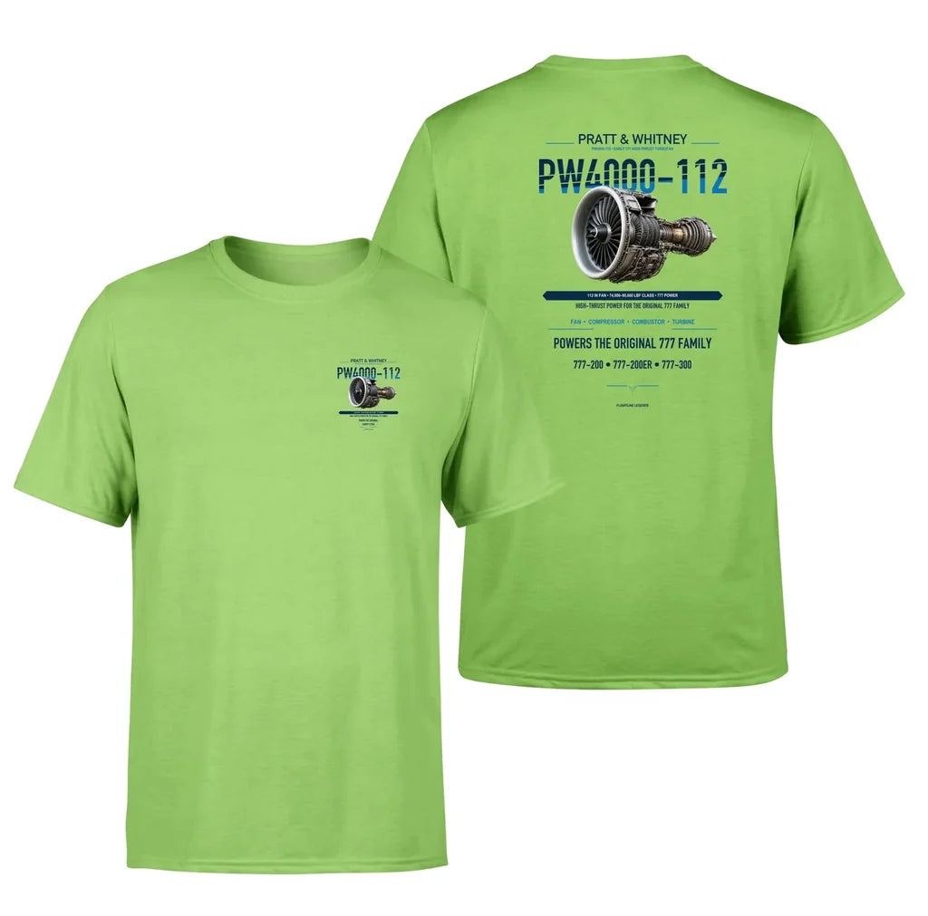 PW4000-112 design on light green t shirt