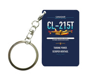 Thumbnail for Canadair CL-215T design on navy blue designed key chain, double-side print