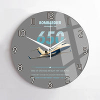 Thumbnail for Bombardier Challenger 650 design on gray no frame wall clock