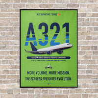 Thumbnail for Airbus A321P2F vertical canvas print - framed - light green background