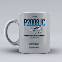 Thumbnail for Tecnam P2008JC NG design on light gray ceramic mug, double-side print