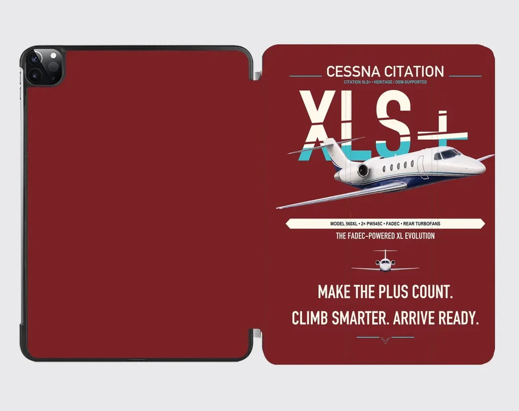 Cessna Citation XLSPlus design on dark red ipad tablet case