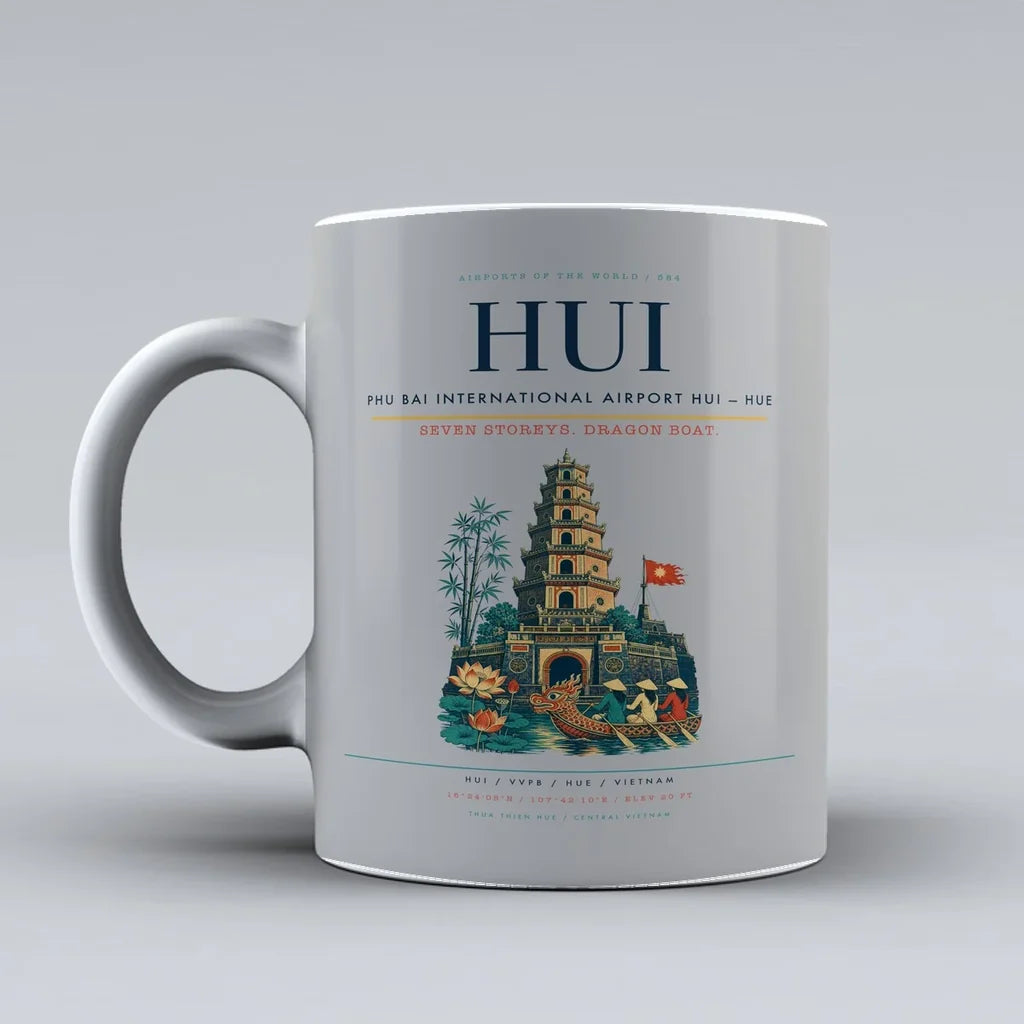 Bai International Airport HUI — Hue Mug design on light gray phu