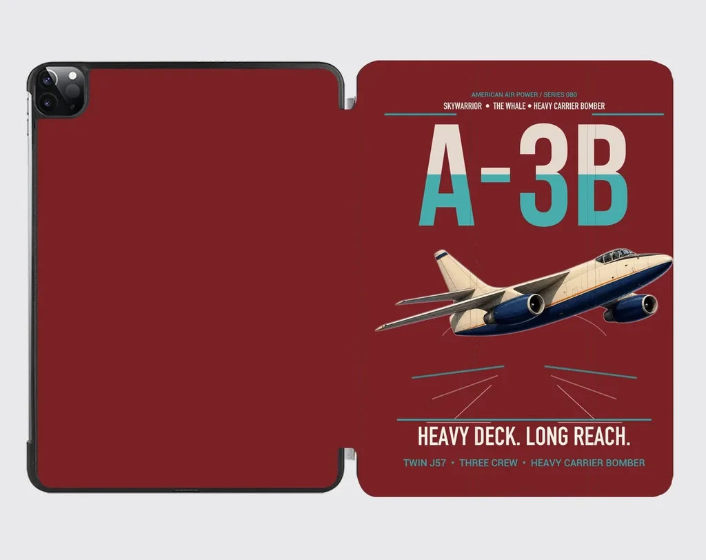 A-3B Skywarrior design on dark red ipad tablet case