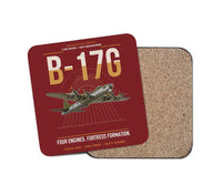 Thumbnail for B-17G Flying Fortress design on dark red 1 piece coaster