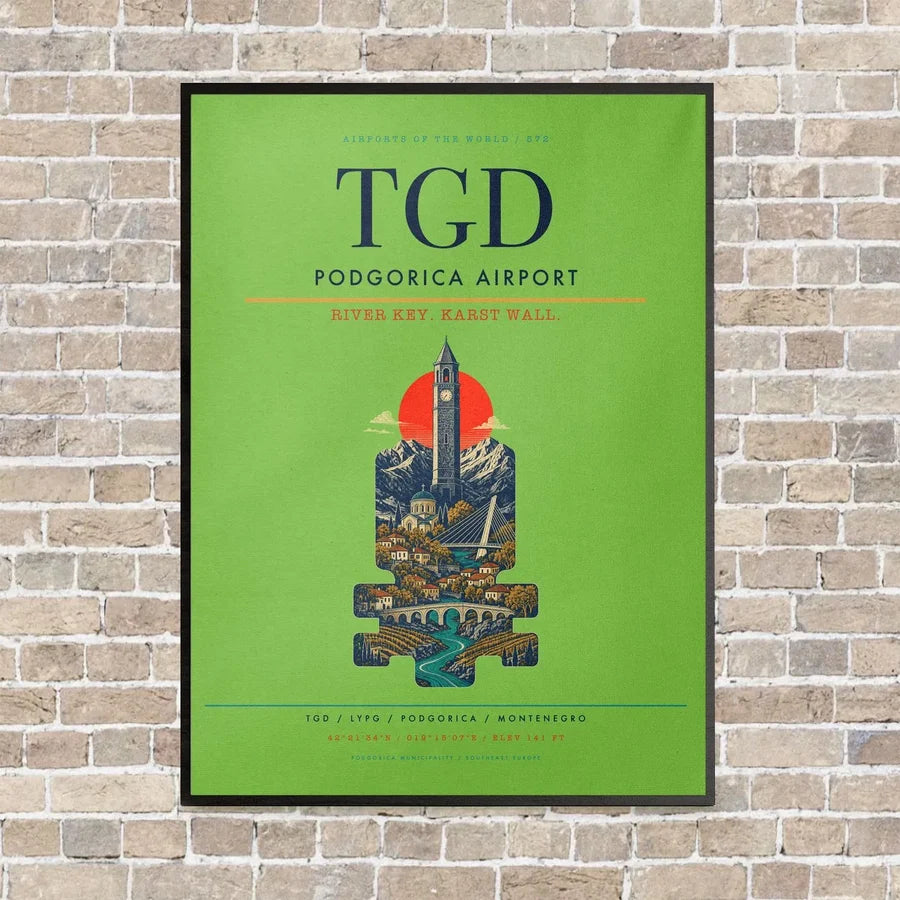 Podgorica Airport TGD - Canvas Framed - Light Green