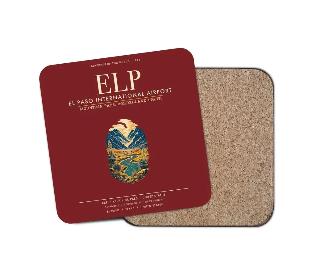 El Paso International Airport (ELP) design on dark red 1 piece coaster