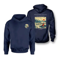 Thumbnail for VINTAGE G4350 - The Reindeer Crossing - Double-Side Hoodie design on navyblue double side