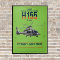 Thumbnail for Airbus H155 EC155 B1 vertical canvas print - framed - light green background