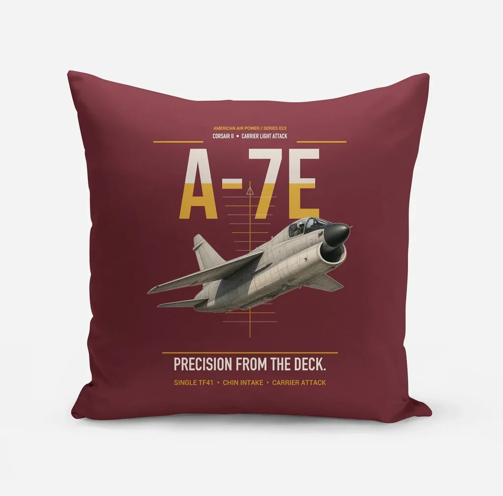 A-7E Corsair II design on dark red pillow