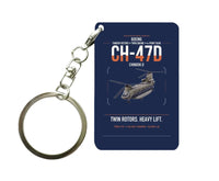 Thumbnail for Boeing CH-47D design on navy blue designed key chain, double-side print