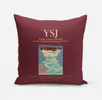 Thumbnail for Saint John Airport (YSJ) design on dark red pillow