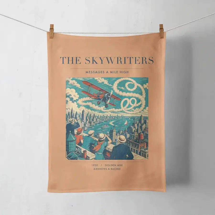 VINTAGE G4036 - The Skywriters - Designed Towels design on orange