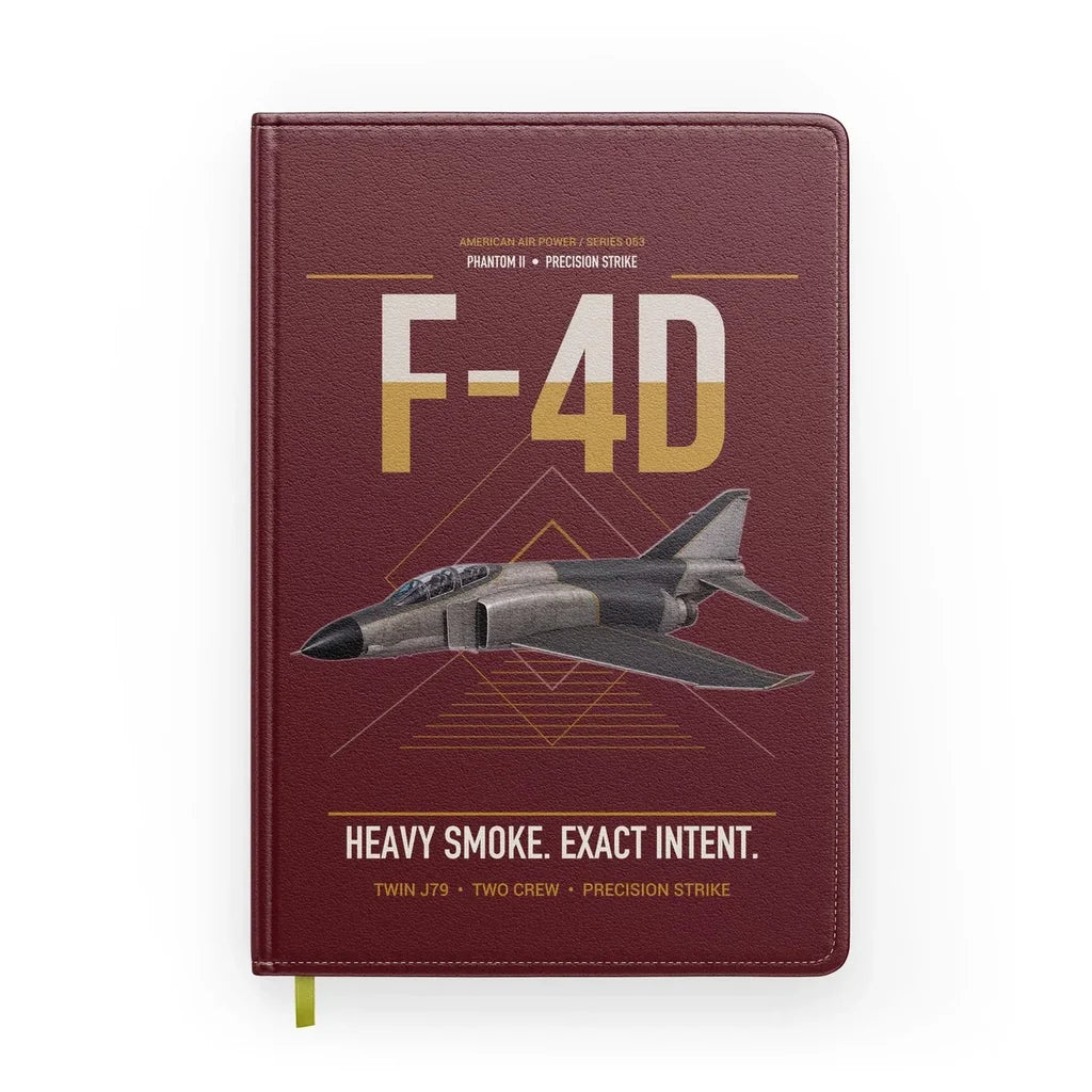 F-4D Phantom II design on dark red notebook