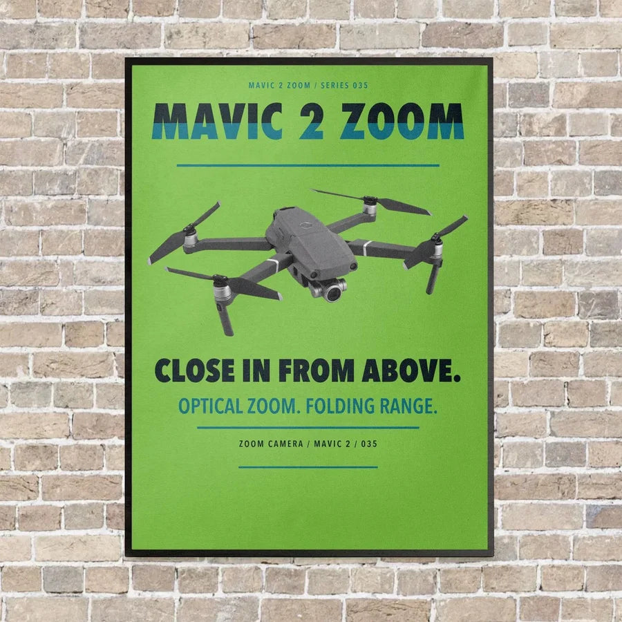 DJI Mavic 2 Zoom vertical canvas print - framed - light green background