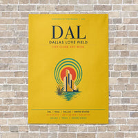 Thumbnail for Dallas Love Field DAL vertical canvas print - no frame - yellow background