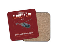 Thumbnail for Aérospatiale SA 316B Alouette III design on dark red 1 piece coaster