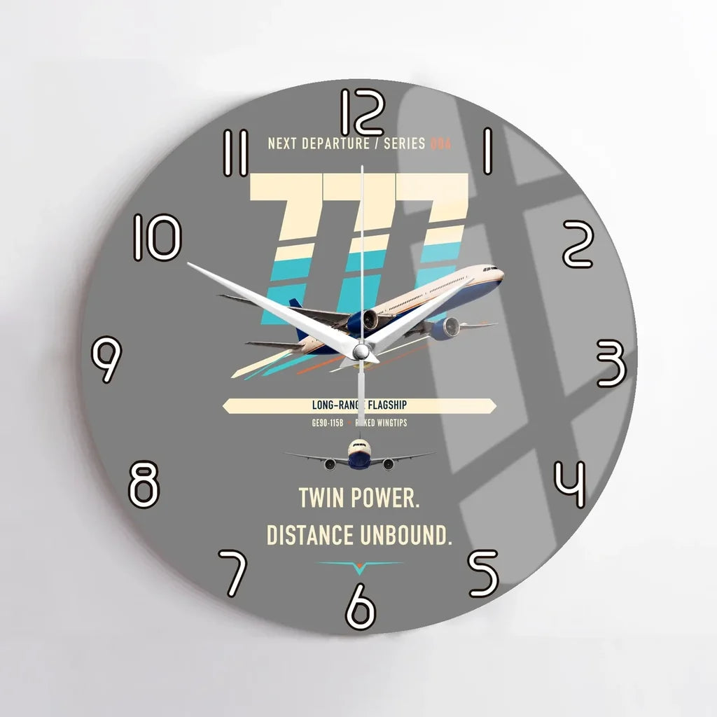 Boeing 777-300ER design on gray no frame wall clock