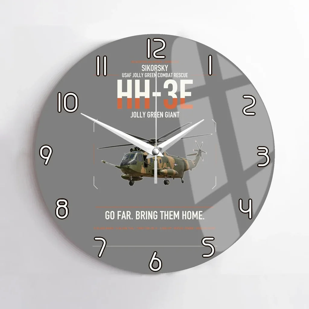 Sikorsky HH-3E Jolly Green Giant design on gray no frame wall clock