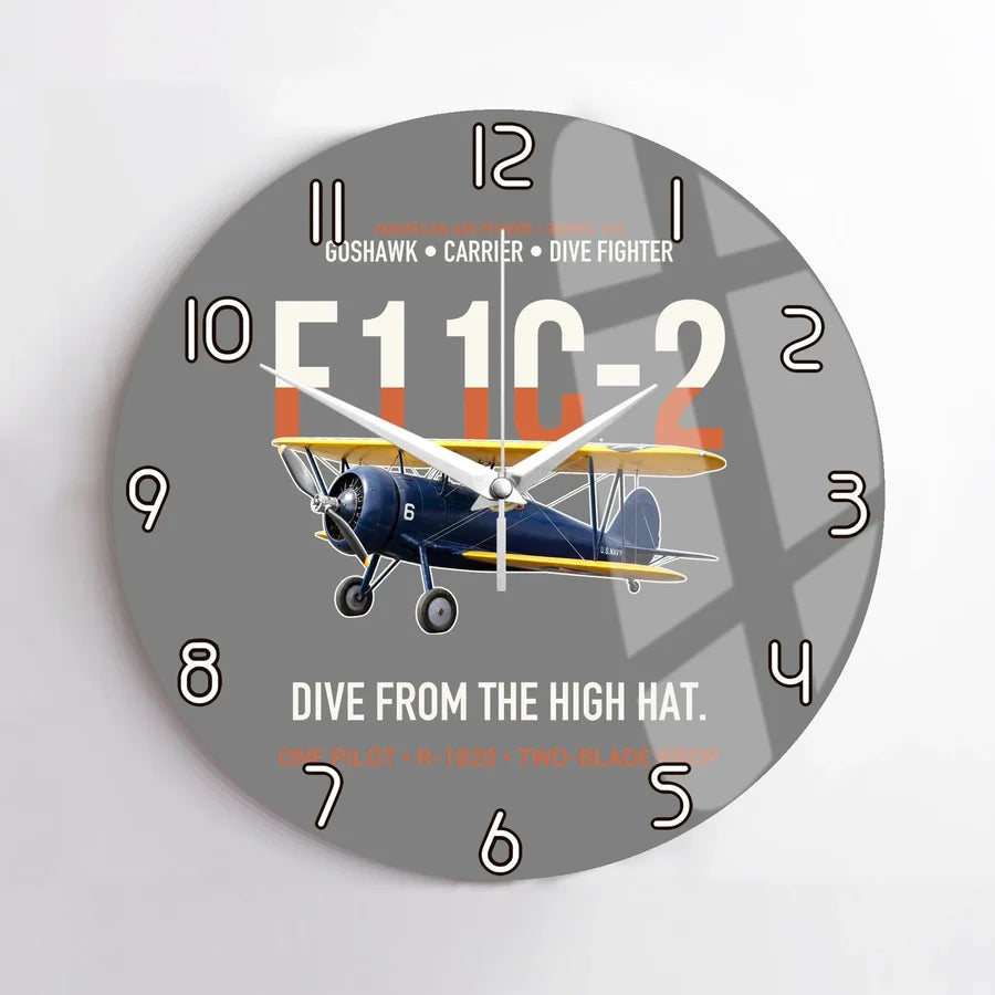 F11C-2 Goshawk Dive from the High Hat design on gray no frame wall clock