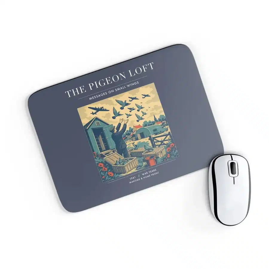 VINTAGE G4526 - The Pigeon Loft - Designed Mouse Pads design on navyblue rectangle