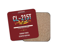 Thumbnail for Canadair CL-215T design on dark red 1 piece coaster