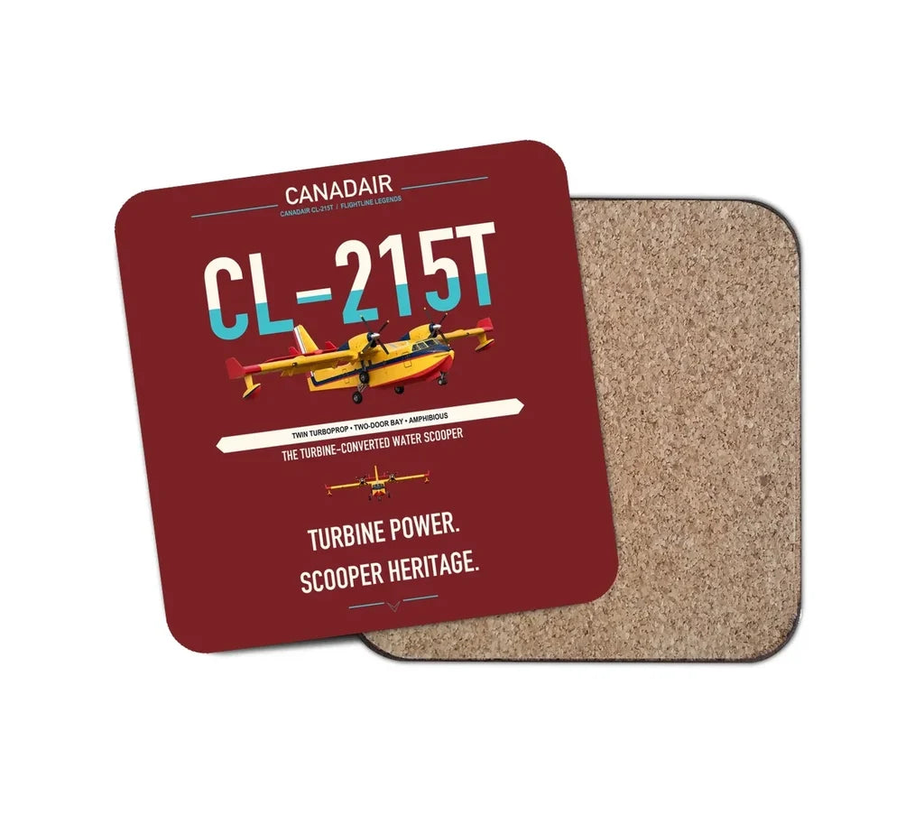 Canadair CL-215T design on dark red 1 piece coaster