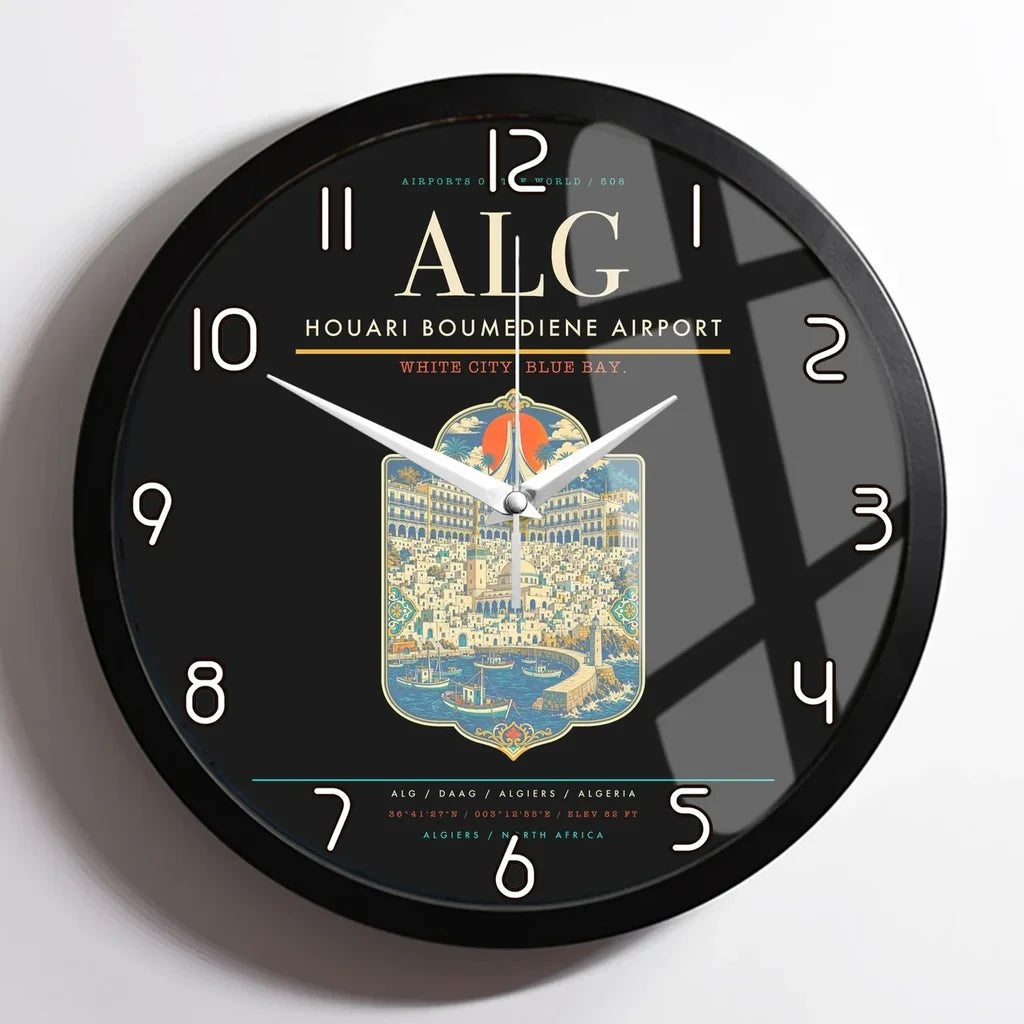 Houari Boumediene Airport ALG Wall-Clock Framed - Black