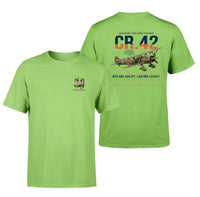 Thumbnail for Fiat CR.42 Falco design on light green t-shirt, double-side print