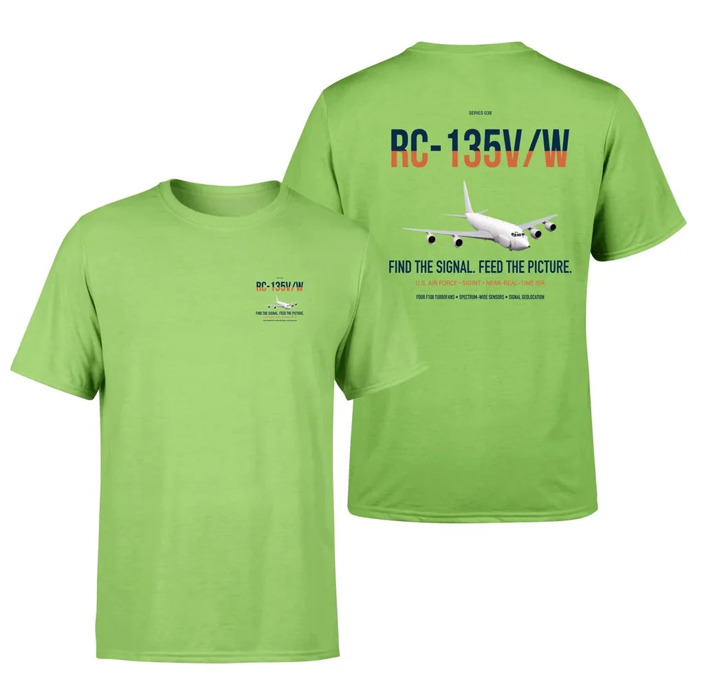RC-135V W Rivet Joint design on light green double-side t-shirt, double-side print