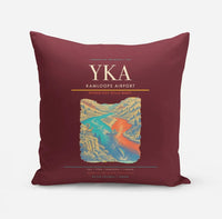 Thumbnail for Kamloops Airport (YKA) design on dark red pillow