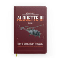Thumbnail for Aérospatiale SA 316B Alouette III design on dark red notebook