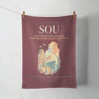 Thumbnail for Southampton Airport (SOU) design on dark red towel