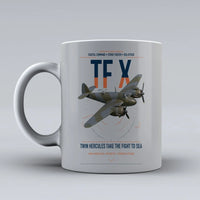 Thumbnail for Bristol Beaufighter TF X design on light gray ceramic mug, double-side print