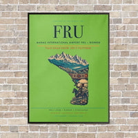 Thumbnail for Manas International Airport FRU — Bishkek vertical canvas print - framed - light green background