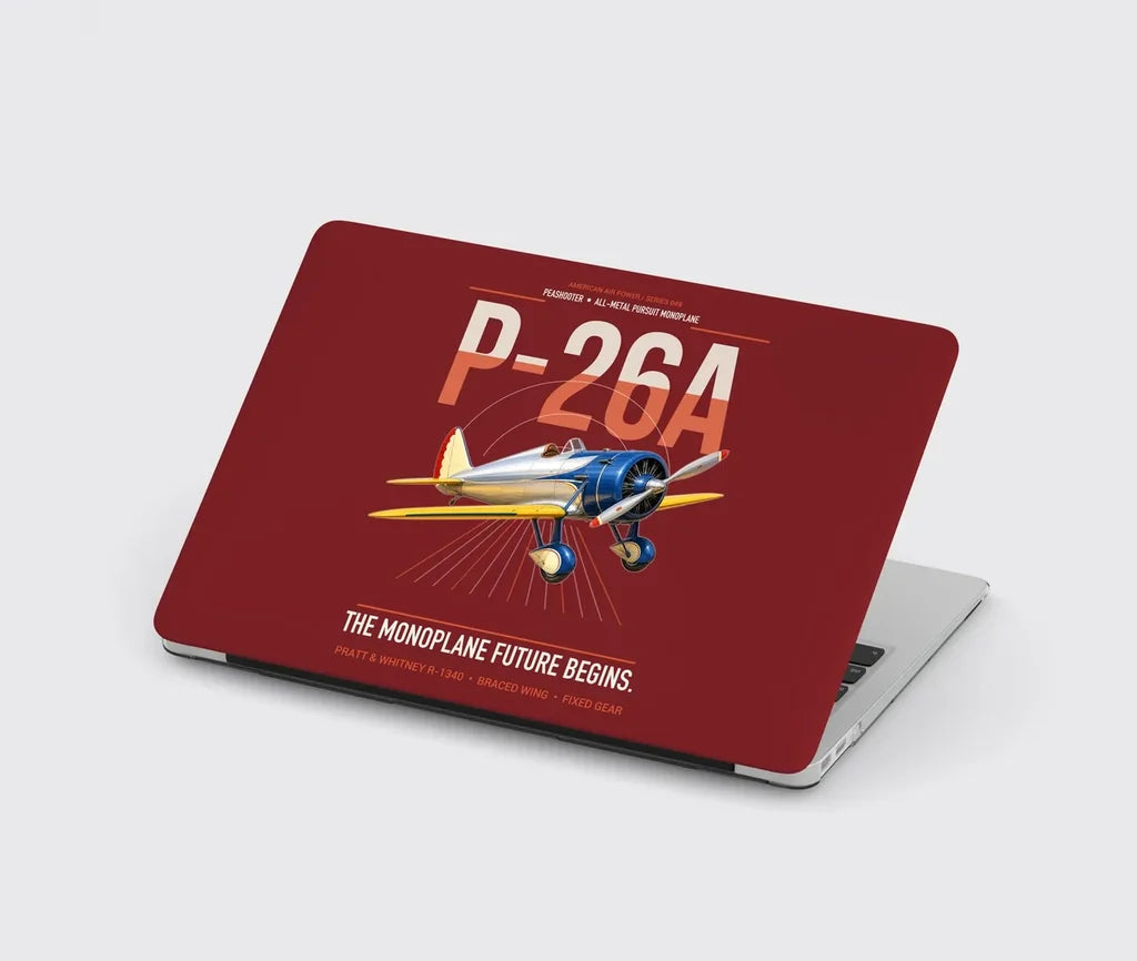 Boeing P-26A Peashooter design on dark red MacBook case