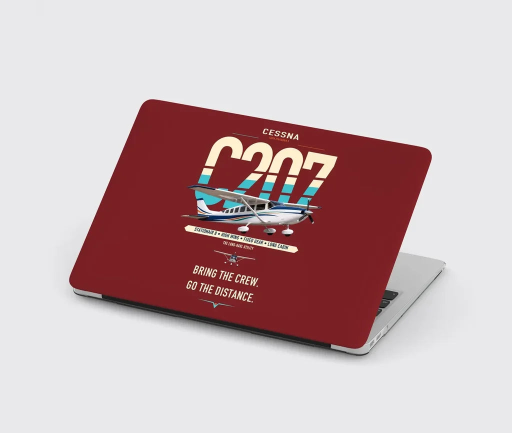 Cessna T207A Stationair 8 design on dark red MacBook case